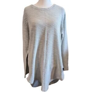 Leif Nelson Sky Blue Two Tone Textured Knit Long Sweater Large